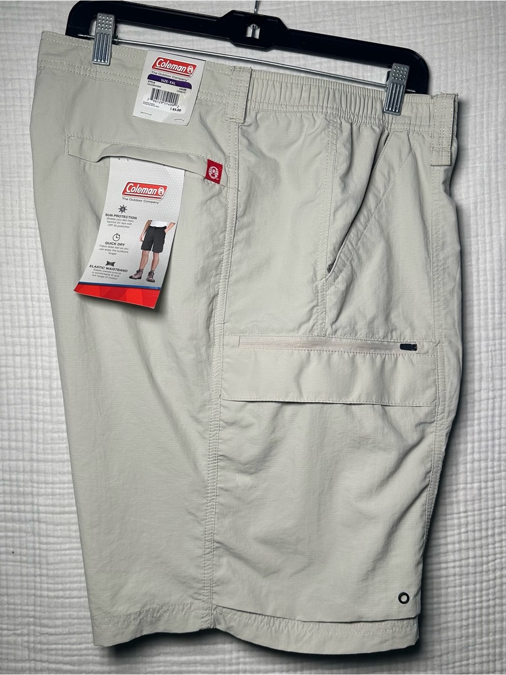 NWT Coleman Mens Quick-Dry Nylon Cargo Hiking Shorts XXL 44-46-Elastic UPF 50